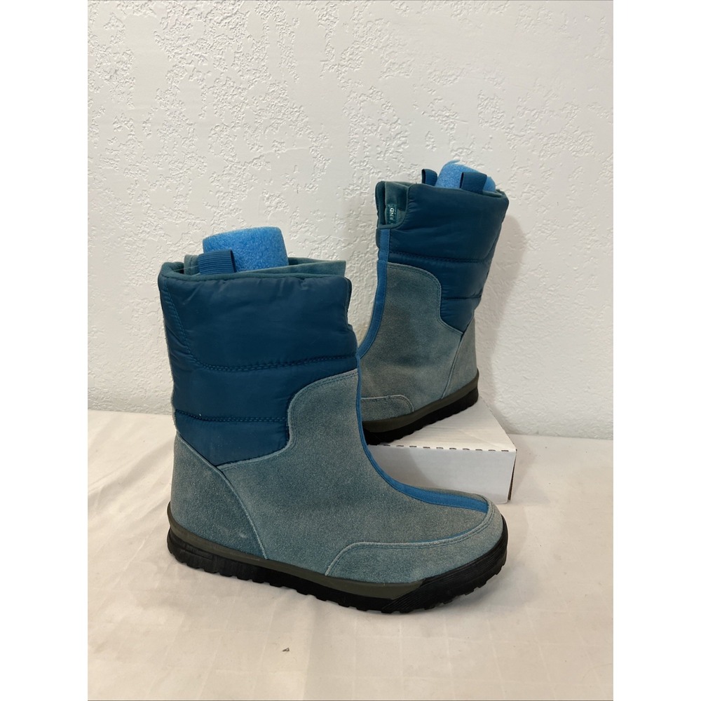 Lands End Womens 406465 Blue‎ Suede Winter Snow Commuter Pull On Boots Size 9B